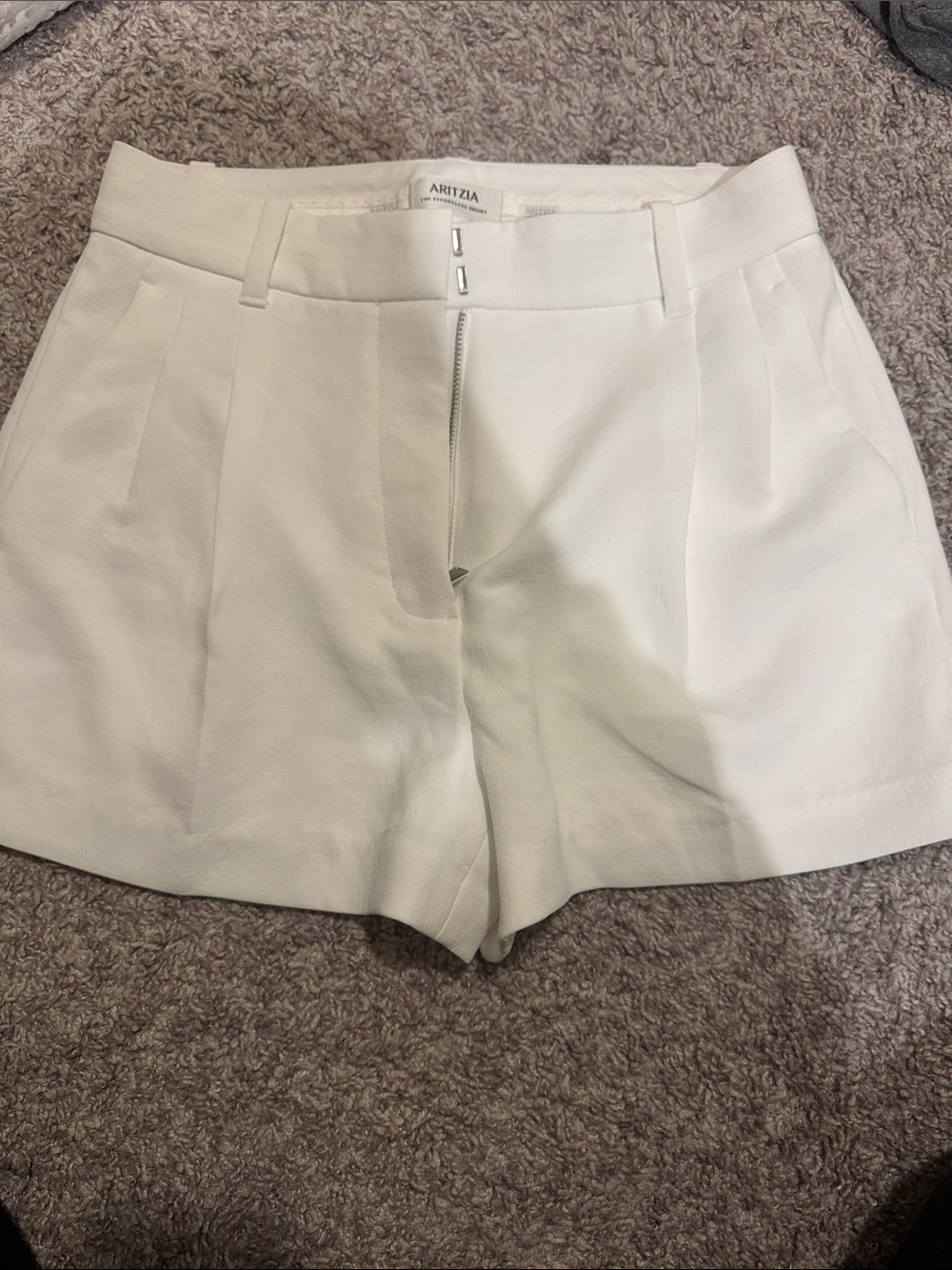 Aritzia White High-Waist Tailored effortless Shorts 4